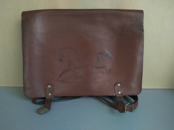 School bag - Vintage genuine leather bag - Retro l