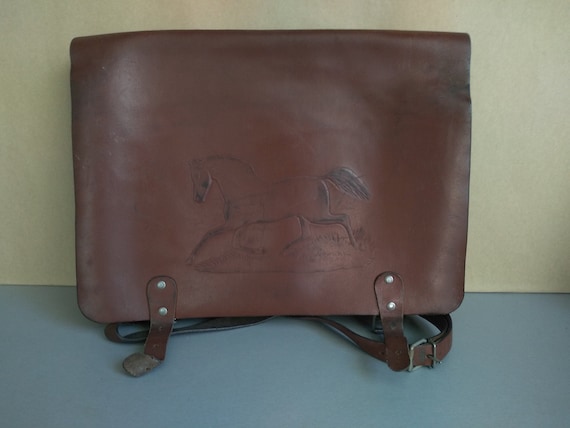 School bag - Vintage genuine leather bag - Retro … - image 1