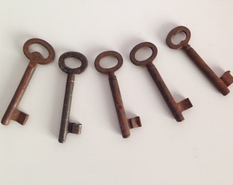 Old key - Antique Skeleton Key - Rustic key - Metal key - small key - Gift idea - unique key 1950 - Vintage key - Set of 5 Antique Iron Keys