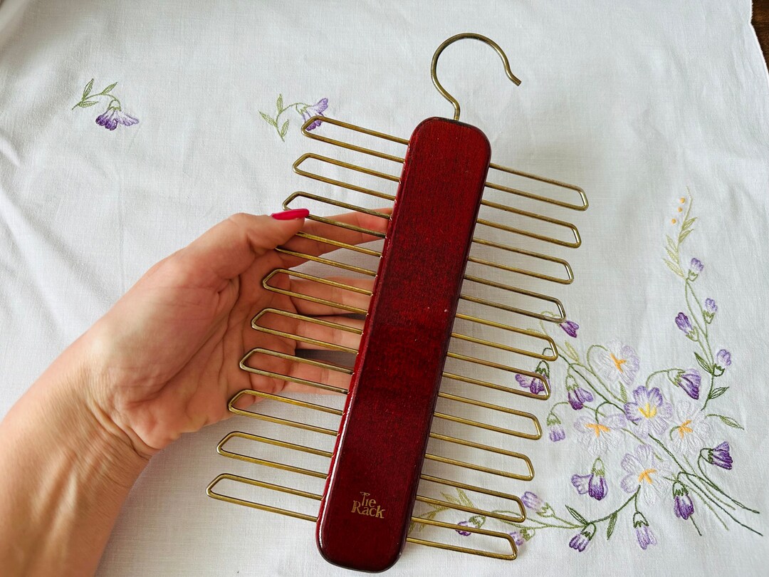 vintage-wood-tie-rack-made-in-germany-tie-rack-holder-etsy