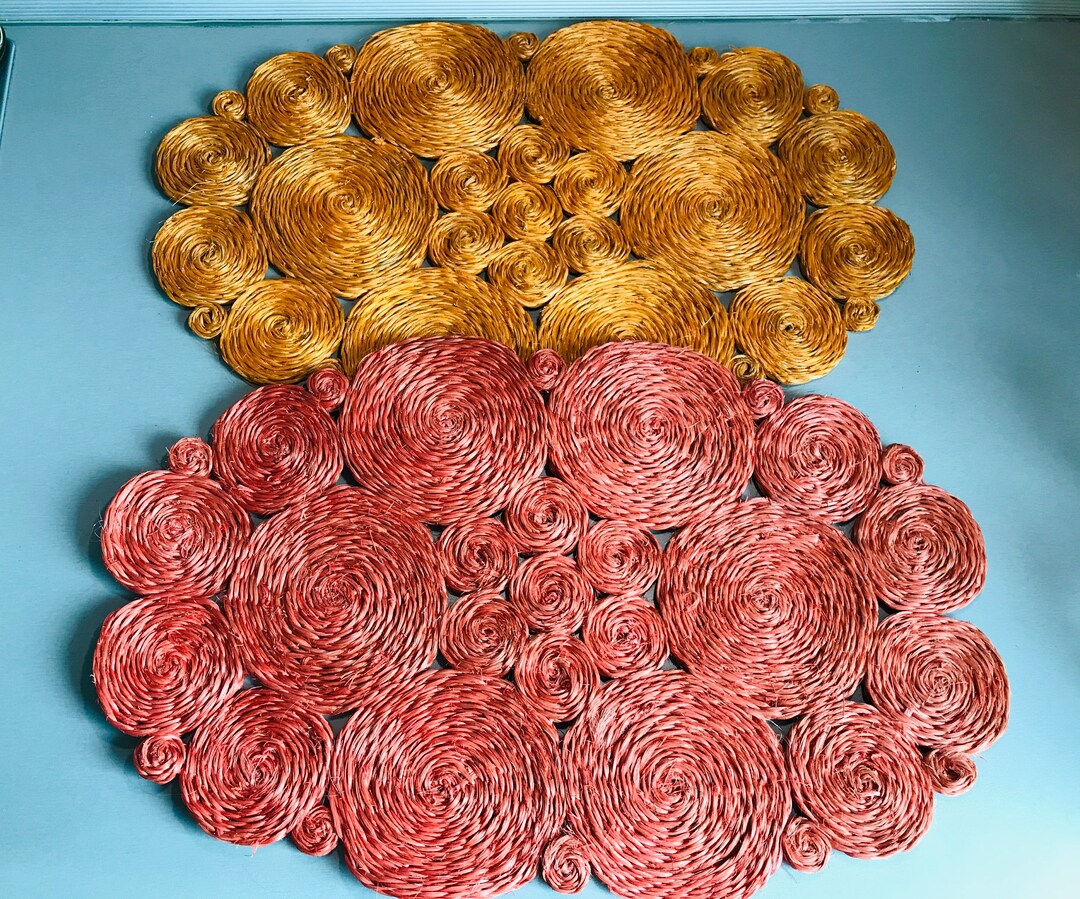 NEWER USED Set of 2 Straw Large Coaster Natural Straw Placemats Etsy