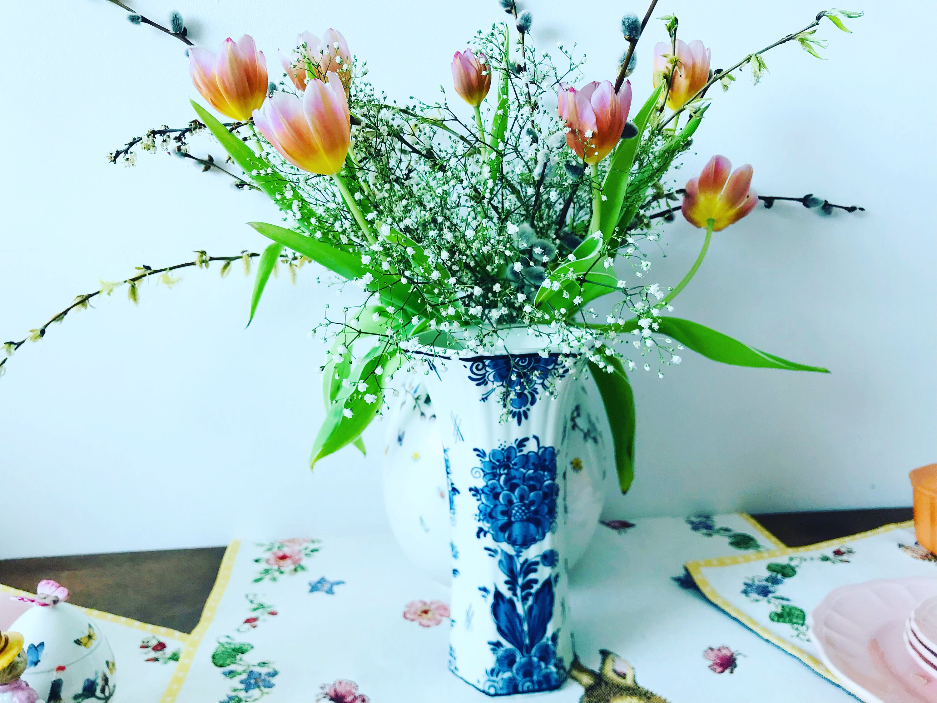 ヴィンテージ ブラウ デルフト ディステル 手描きの花瓶 - デルフトの