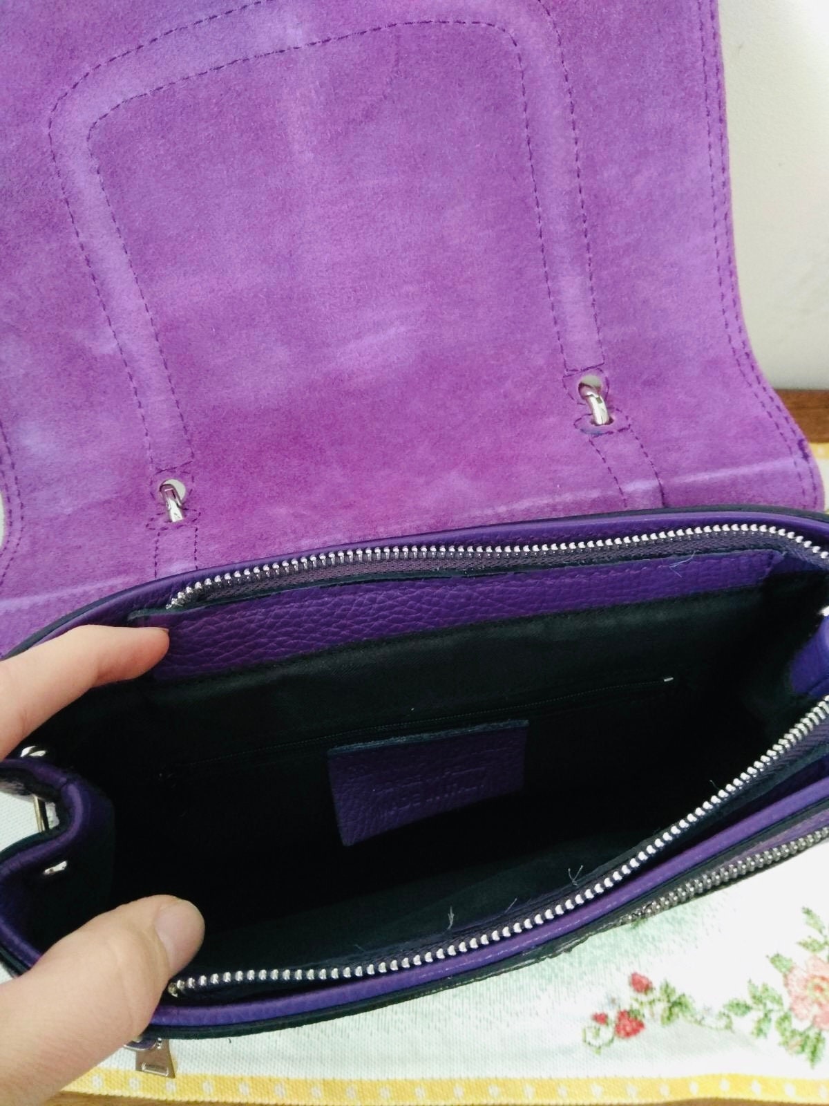 Genuine Italian Leather Borse In Pelle Purple Backpack Purse Pratesi Cascia Backpack B617 in genuine leather - Violet  main image 3