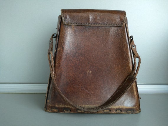 Vintage Bag Of Genuine Calfskin - Retro leather b… - image 9