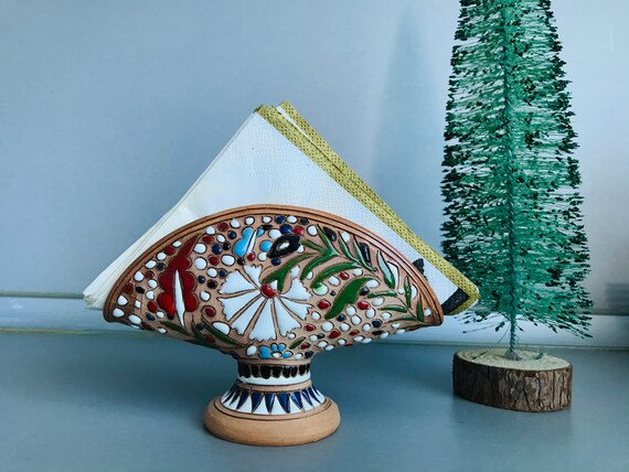 Handmade Spathas keramic Archagelos Rhodes napkin holder - (2)