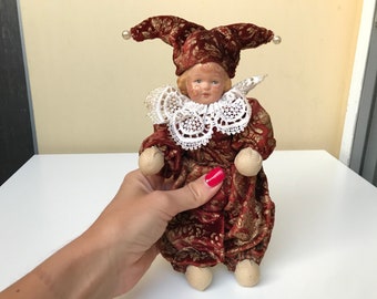 Vintage ceramic clown doll - Ceramic clown - Collectible clown doll