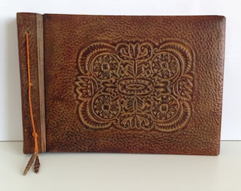 Genuine Embossed Leather Photo Album - Large Embossed Photo Album - Leather Scrapbook -Vintage Leather Photo Album - Vintage Photo Album