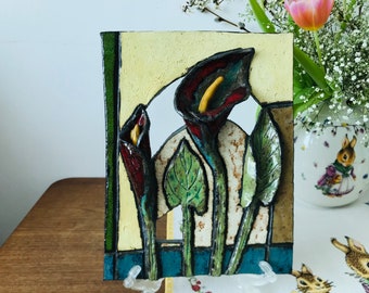 Handgefertigte Kunstkeramik Wandplakette - 3D Wandkeramik Plaque