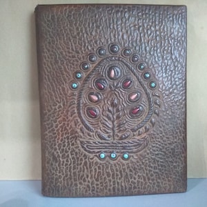 Carpeta de cuero genuino repujado - Funda de libro de cuero vintage - Carpeta comercial grande - Carpeta de cuero repujado - Carpeta de cuero genuino repujado