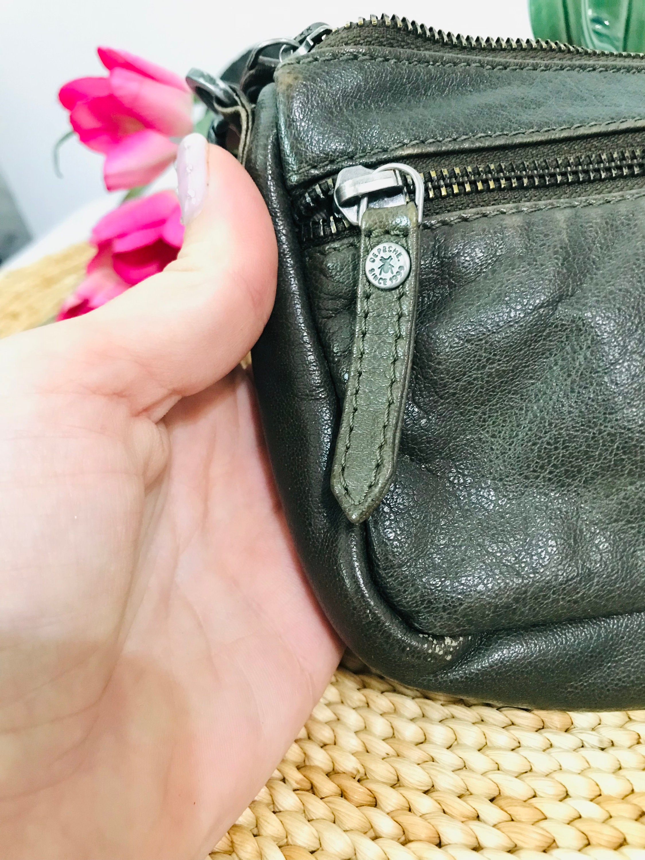 DEPECHE genuine leather small crossbody bag - Genuine leather designer  handbag - Small leather bag with metal details