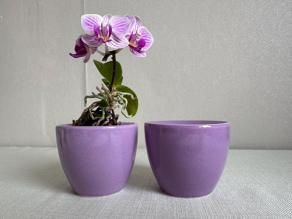 Set of 2 Purple Flower Pots - Purple Planters - Small Flower Pot Planter  (10) - Etsy
