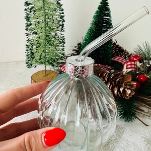 Blush Ornament Drink Cup with Straws for Christmas