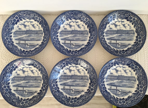 Broadhurst Staffordshire Ironstone Set Of 6 Plate Blue And Etsy