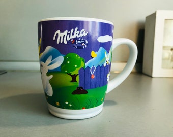 Lot De 12 Tasses à Café MILKA - Motif Chocolat Violet - En Céramique - Occasion Comme Neuves