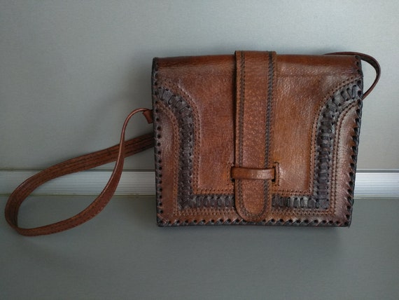 Vintage Bag Of Genuine Calfskin - Retro leather b… - image 2