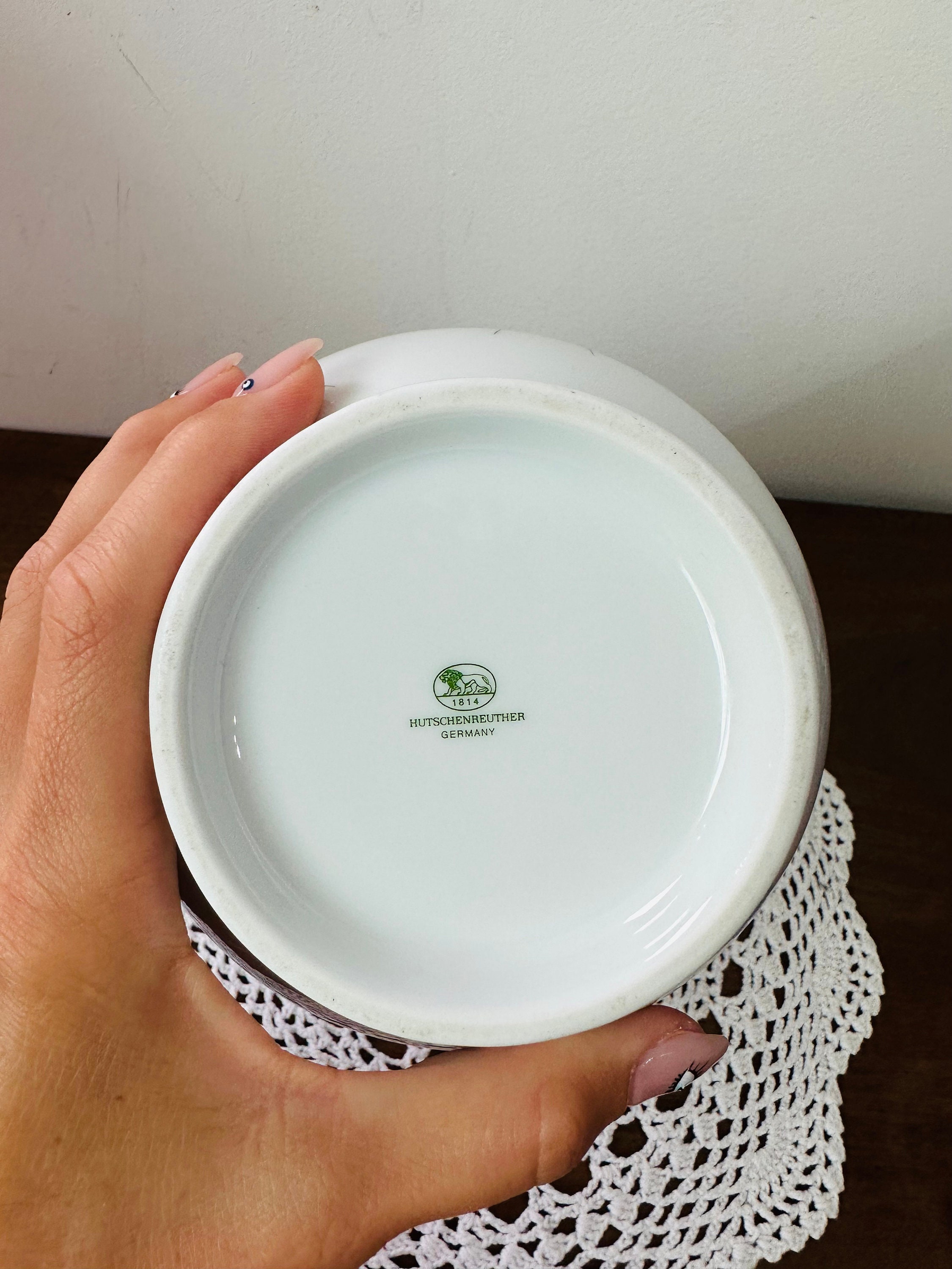 蝶が描かれたヴィンテージのフッチェンロイターの花瓶 - 磁器の大きな