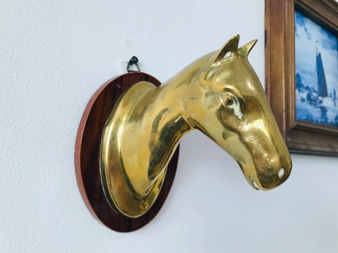 Vintage Brass Horse Head Mount Brass Horse Head Horse Head Wall Hanging