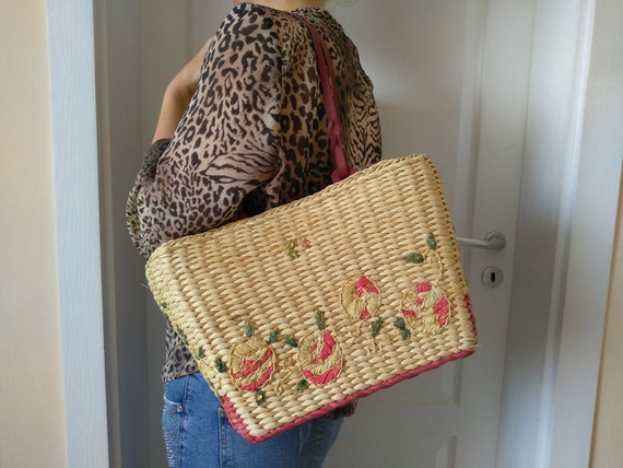 Vintage wicker handbags - Straw basket - Straw bag