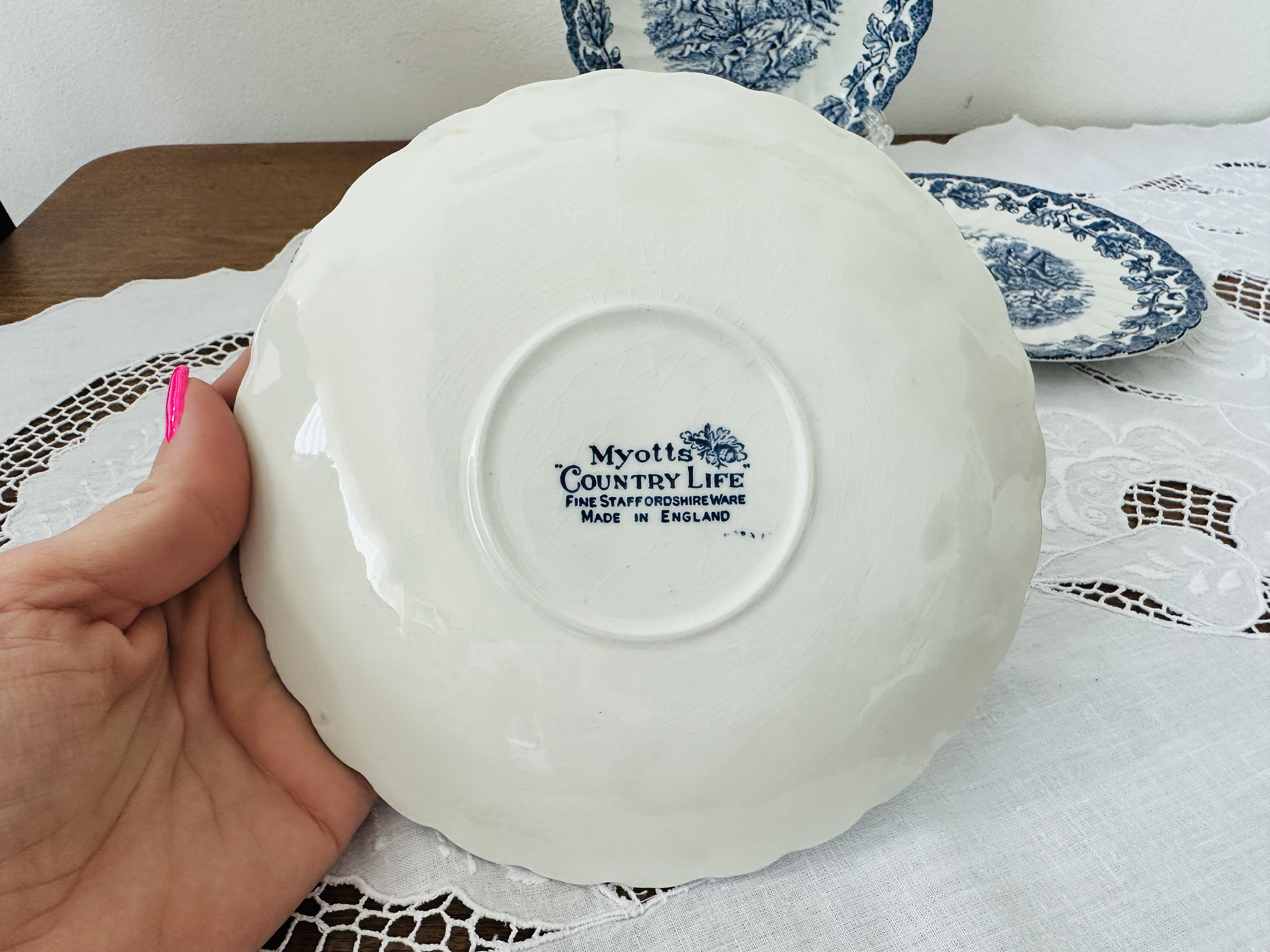 Vintage Myotts Country Life Set of 3 Plate - Myotts Blue Country