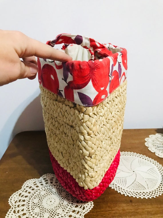 Vintage Straw Bag - Straw basket - Summer carryco… - image 4