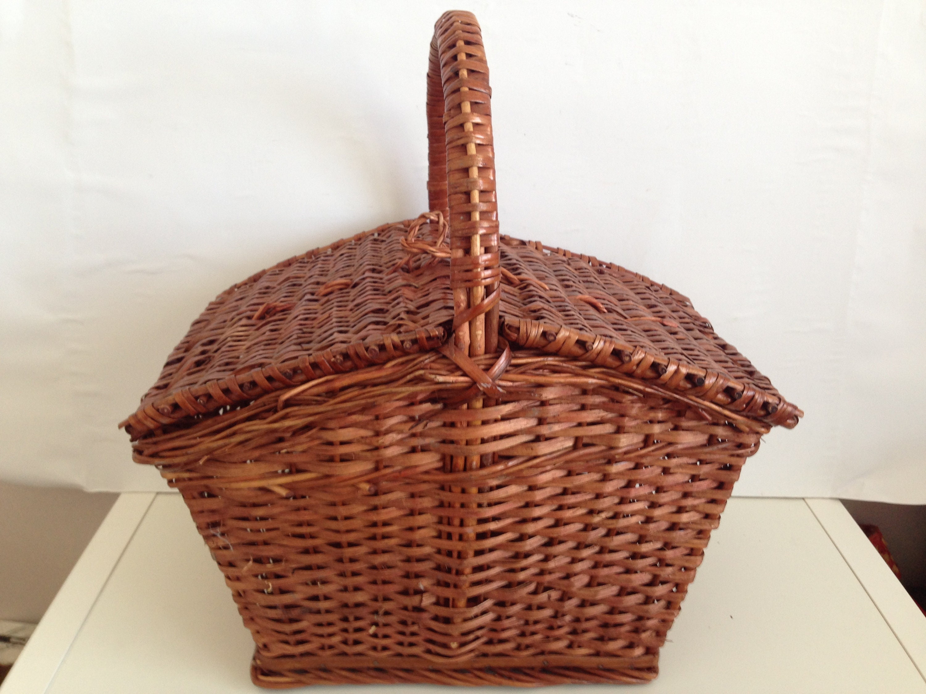 Straw picnic basket Large wicker basket Large picnic Etsy