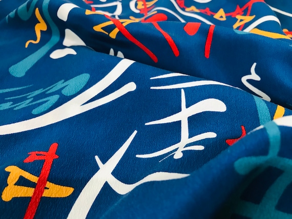 Rectangular blue silk scarf - Specially designed … - image 6