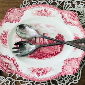 Vintage silver plated servings set spoon and fork - Serving silver plated fork - Serving silver plated spoon - Salad spoon and fork set