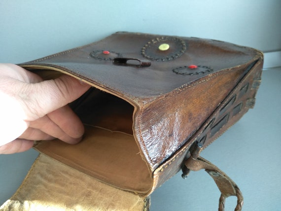 Vintage Bag Of Genuine Calfskin - Retro leather b… - image 8