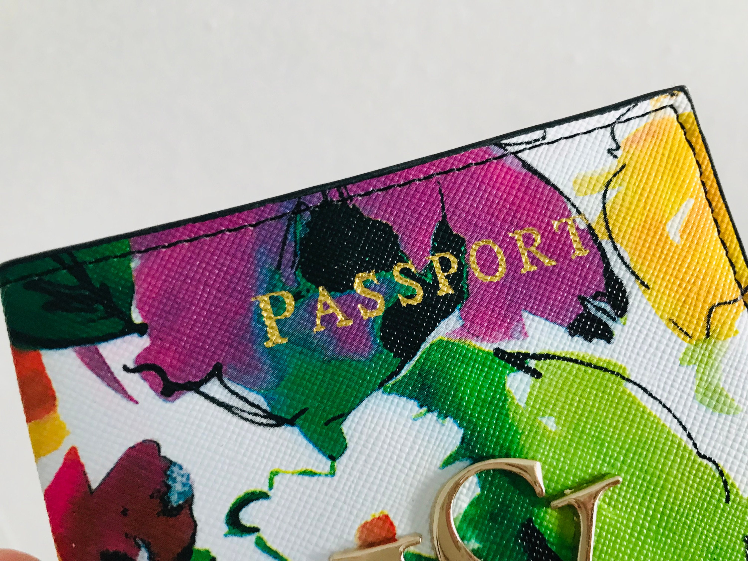 With Flowers Passport ID Card Holder Etsy