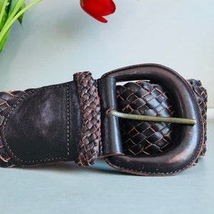 Vintage woven really leather belt - Vintage woven leather belt - Women leather belt - Natural leather belt