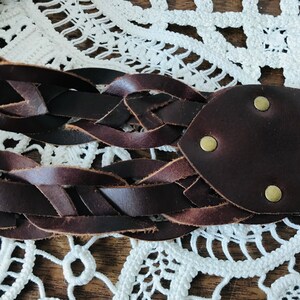 Genuine leather link belt - Linked leather brown belt