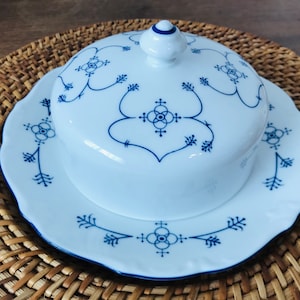 Vintage STROHMUSTER  indischblau butter dish - Reichenbach indischblau butter dish