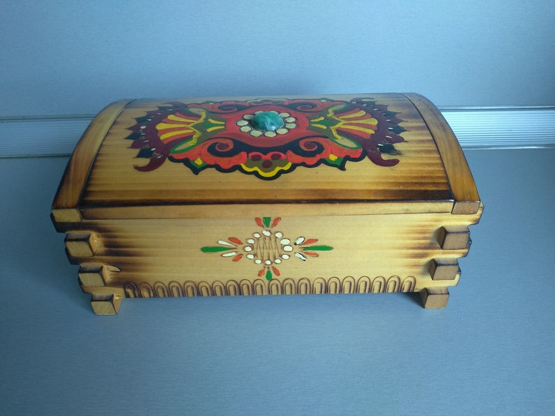 Home decor Vintage wooden box Jewelry box Vintage handmade wooden box Vintage box Vintage Pyrography box Retro box Memory Box