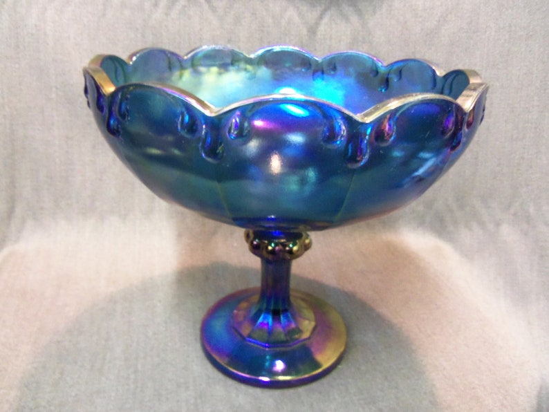 Carnival Glass Pedestal Bowl 2892 Garland Bowl by Indiana Etsy