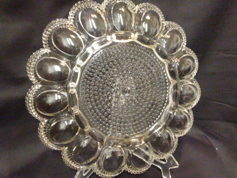 Vintage Glass Deviled Egg Platter Etsy Canada
