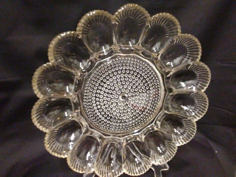 Vintage Glass Deviled Egg Platter Etsy