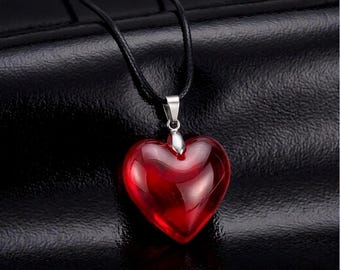 Forbidden fruits inspired heart  necklace - Pumpkin