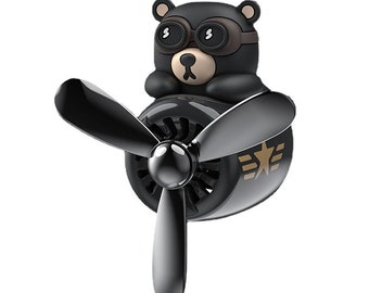 Hako Bear Airplane Car Aromatherapy: Cute Black Bear Pilot Car Air Outlet Perfume Set