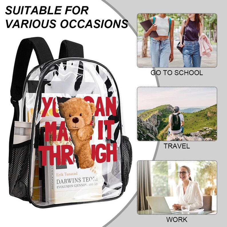 Transparent Bag Bear Design You Can Make It Through zdjęcie 2