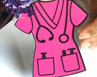 NURSE SCRUB Top Vinyl Aufkleber, Krankenschwester Aufkleber, Farbaufkleber, Tassenaufkleber, Weinglas Aufkleber, Aufkleber, Tumbler Aufkleber, Autoaufkleber, Cup Aufkleber