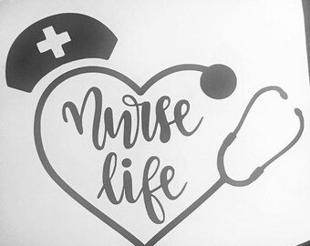 NURSE LIFE Herz Stethoskop Vinyl Aufkleber - Krankenschwester Aufkleber - medizinische Aufkleber - Rn Aufkleber - Lpn Aufkleber - Becher Aufkleber Glas Aufkleber Auto Aufkleber