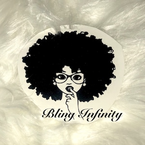 Afro Glasses Lady Vinyl Decal, Woman decal, Sticker, decal, Mug decal, glass decal, decal, Tumbler decal, Car decal, Cup decal, lady sticker
