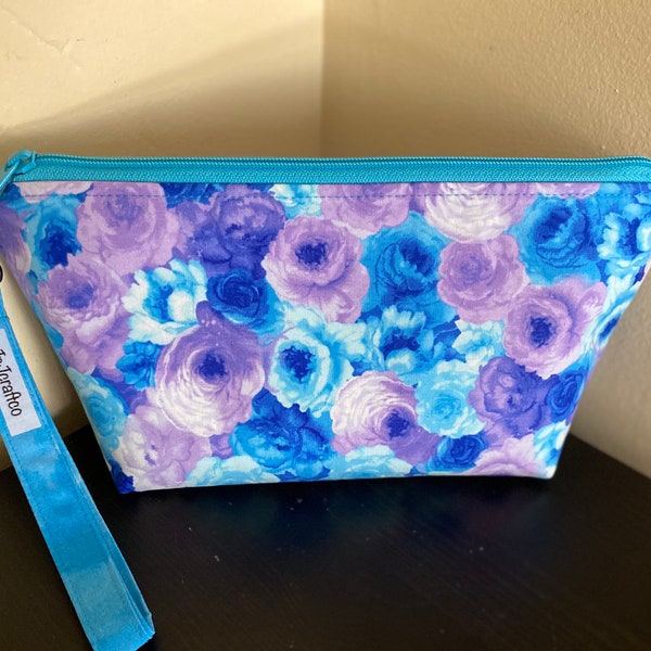 Purple and Blue Floral Small Sock Project Bag