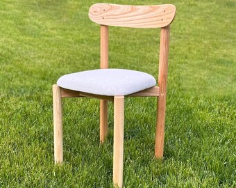 Handmade Ash Wood Kitchen Dining Chair - Mid-Century Modern Wooden Furniture - Solid Wood Kitchen Chairs