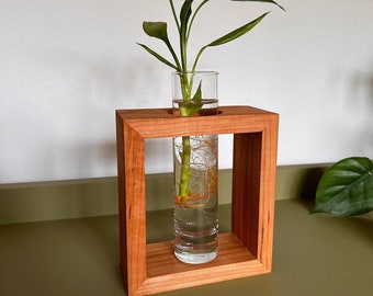 Minimalist Handmade Wood Propagation Station - Bud Vase Home Decor - Test Tube Vase - Dried Flower Vase for Home- Scandinavian Modern