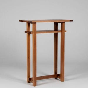 Ręcznie wykonany stolik boczny z litego drewna: stolik wejściowy z drewna wiśniowego i orzechowego