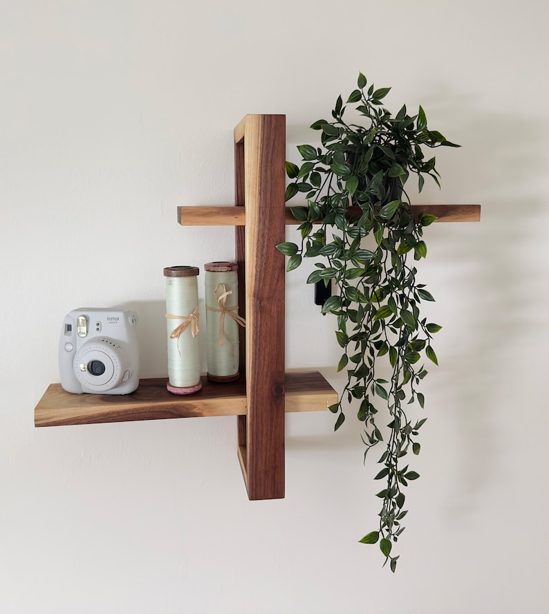 Mid Shelf Handmade Solid Wood Shift Wall Shelf: Mid Century Modern Bookshelf - Etsy