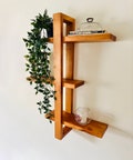 Handmade Solid Wood Shift Wall Shelf: Mid Century Modern Bookshelf