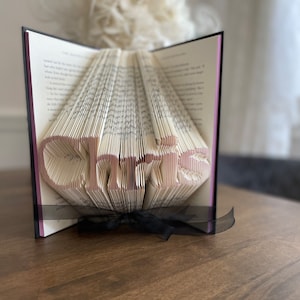 Folded Book Art - Custom Name Book Sculpture - Personalized Gift for Birthday - Wedding, Anniversary - Hanmade Unique Decor