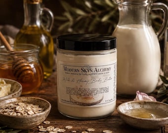 Milch & Honig Körperbutter | Körperbutter für trockene Haut | Hafermilch und Honig Feuchtigkeitscreme | Handgemachte Körpercreme